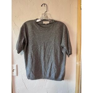 Bianco‎ Blu Women's Gray Short Sleeve Sweater Made in Italy Size M
